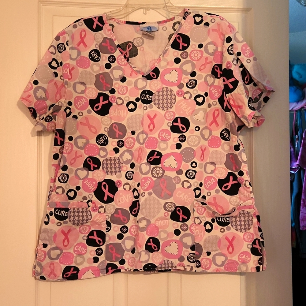 Breast cancer scrub top
